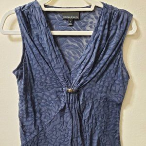 Cynthia Rowley women's blue navy casual top semi- transparent, sleeveless M.